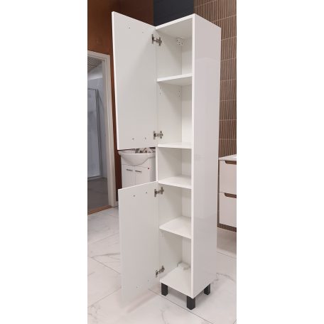NOVELTY C30 Oszlopszekrény, 30x174x30, magasfényű fehér, fogantyú/láb: fekete