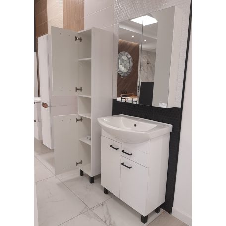 NOVELTY C30 Oszlopszekrény, 30x174x30, magasfényű fehér, fogantyú/láb: fekete
