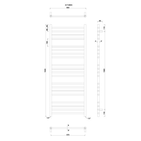 SAPHO METRO fürdőszobai radiátor, 600x1530 mm, 497W, króm 