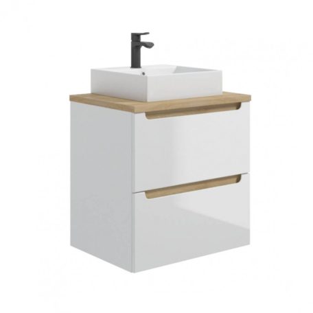 O NAS STILLA DM60 Lapraszerelt mosdótartó szekrény,  600x600x450 mm, lakkozott fehér fényes, mosdó nélkül 