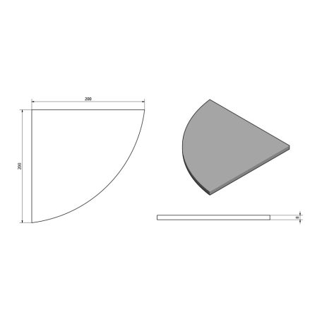23487 Sarokpolc  200x200x8mm, transzparent (23487)