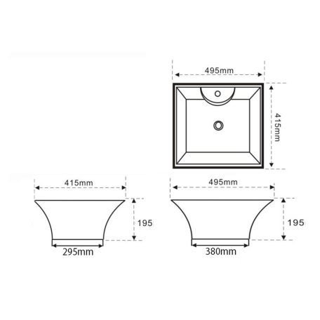 49411 AQUALINE kerámiamosdó 49,5x41,5x19,5 cm