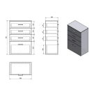 50308 AQUALINE ZOJA/KERAMIA FRESH állószekrény, fiókokkal, fehér, 50x78x29?cm