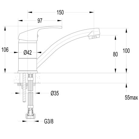 52196 AQUALINE 50 mosdócsaptelep mozgatható kifolyóval, leeresztő nélkül, króm