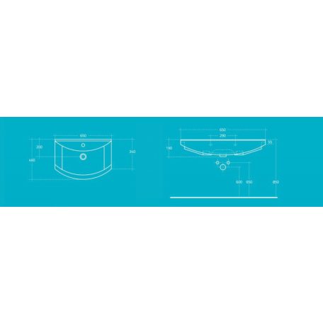 6065 AQUALINE ZERO mosdó, kerámia 65x46?cm