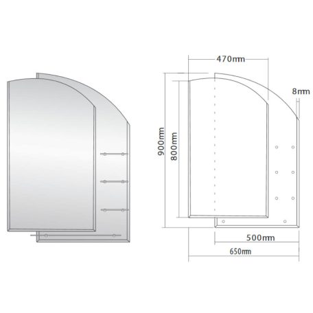 65028 AQUALINE WEGA Tükör polccal, 65x90 cm