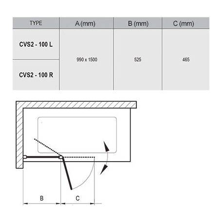 Ravak Kádparaván CVS2-100  balos krómhatású + Transparent