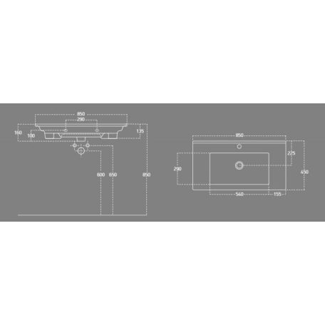 9085 AQUALINE ZUNO mosdó 85x45 cm
