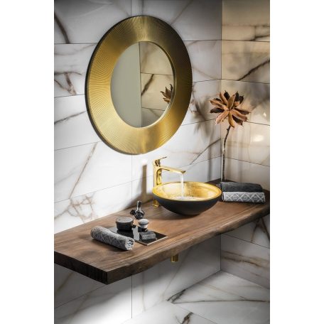 SAPHO MURANO BLACK-GOLD üvegmosdó, átm:40x14cm, arany/fekete