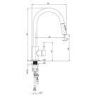 Deante LIMA Konyhai csaptelep, kihúzhatófejes, U-alakú kifolyócsővel, fekete