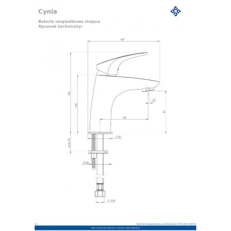 Deante Cynia Mosdócsaptelep, click-clack leeresztővel