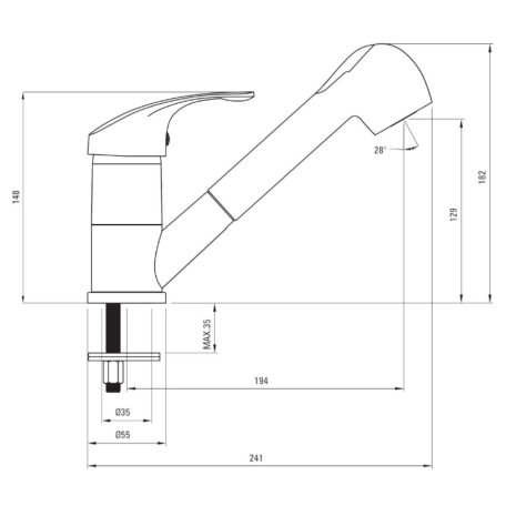 06 BDP771M Pepe kihúzható zuhanyfejes mosogató csaptelep - homok