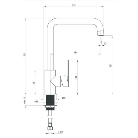 Deante ALPINIA Mosogató csaptelep, kétszer hajlított L kifolyócsővel, króm