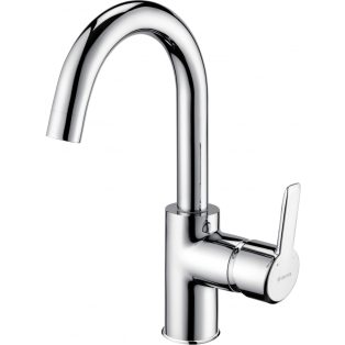   DEANTE ARNIKA WASHBASIN MIXER WITH U SPOUT WITH CLICK-CLACK WITH OVERFLOW, CHROME - NEW