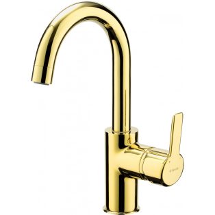   DEANTE ARNIKA WASHBASIN MIXER WITH U SPOUT WITHOUT POP-UP WASTE, GOLD - NEW AUGUST 2021