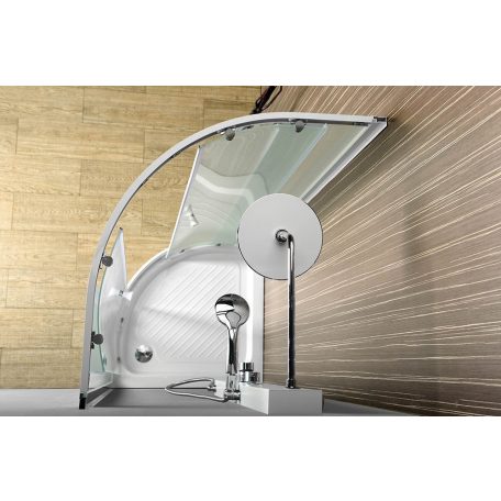 BTR900 AQUALINE ARLEN íves zuhanykabin 900x900 mm, fehér, BRICK üveg (YQ900 helyett)