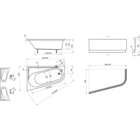 Ravak Akrilkád CHROME 160x105 L fehér