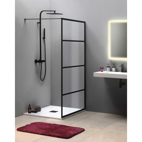 SAPHO GELCO CURE BLACK fix zuhanyfal, 800mm, matt fekete