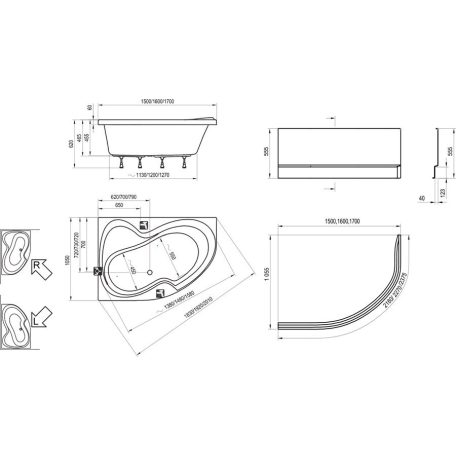 Ravak Akrilkád ROSA II 150x105  balos fehér