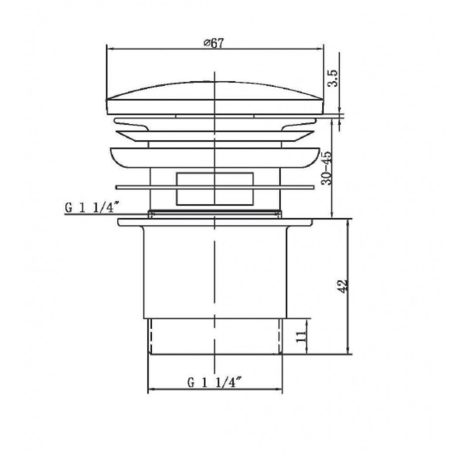 CV1007 KLIKLAK Mosdó lefolyó, 1“1/4 nagy dugóval, króm