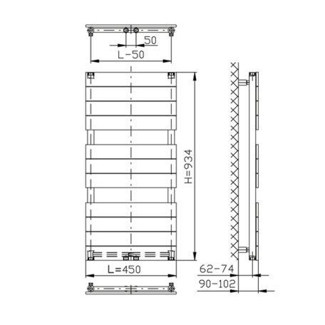 SAPHO AQUALINE BONDI fürdőszobai radiátor, 450x934mm, Antracit