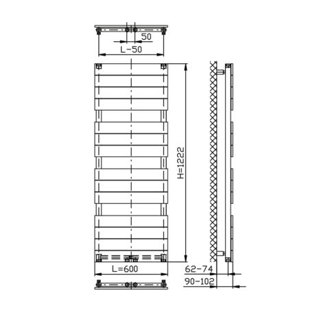 SAPHO AQUALINE BONDI fürdőszobai radiátor, 600x1222mm, Antracit 
