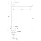 SAPHO AQUALINE DAPHNE magasított mosdócsaptelep leeresztő nélkül, fekete