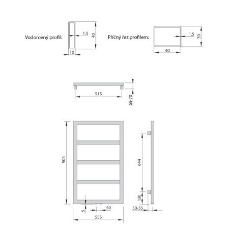 SAPHO DENALI fürdőszobai radiátor, 550x904mm, 292W, struktúrált ezüst