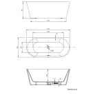 SAPHO AQUALINE TAJO szabadonálló kád, 170x80cm, akril