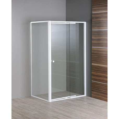 SAPHO AQUALINE AMICO nyíló zuhanyajtó, 100-122x185cm, fehér profil, 6mm transparent üveg