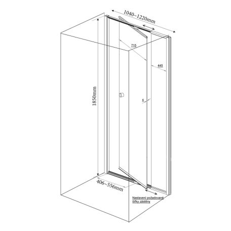 SAPHO AQUALINE AMICO nyíló zuhanyajtó, 100-122x185cm, fehér profil, 6mm transparent üveg