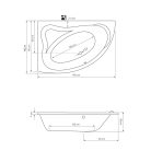 SAPHO AQUALINE ORAVA kád, láb nélkül, bal, 150x90x38cm, akril