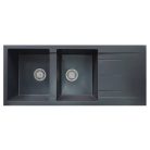 06 GEM61820302 AQUAPANNA Gemini 2 medence+csepegtetős gránit mosogató 116x50cm FEKETE