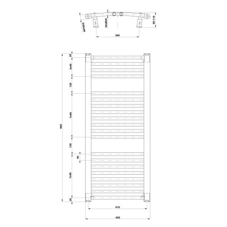 SAPHO AQUALINE ORBIT Fürdőszobai radiátor, íves, 450x960mm, 447W, fehér