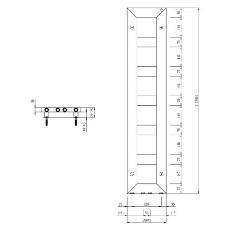 SAPHO BLOCK fürdőszobai radiátor, 280x1330mm, matt fehér