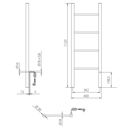 SAPHO KARBO elektromos törölközőszárító radiátor, 400x1120 mm, 87W, fekete