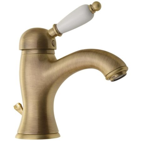 SAPHO KIRKÉ mosdócsaptelep, automata leeresztővel, fehér kerámia karral, bronz