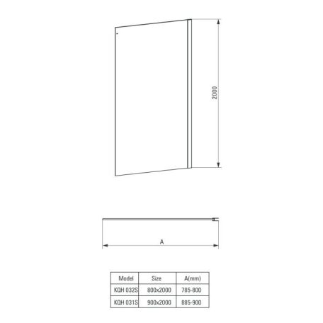 Deante HIACYNT Exkluzív Oldalfal, kétrészes tolóajtóhoz 900x2000 mm