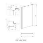 Deante CYNIA oldalfal tolóajtóhoz 90x200cm, króm, Átlátszó, Vízlepergető