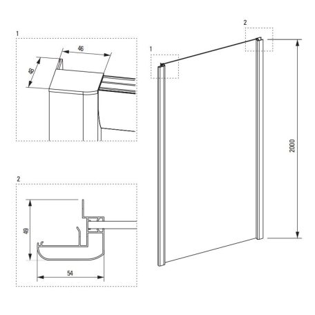 DEANTE CYNIA oldalfal tolóajtóhoz 800 x 2000 mm, króm, Átlátszó, Vízlepergető