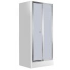 DEANTE FLEX Kétrészes harmonika ajtó, 800x1850 mm, bal-jobb, króm, Matt üveg 
