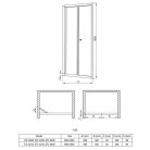 DEANTE FLEX Kétrészes harmonika ajtó, 800x1850 mm, bal-jobb, króm, Matt üveg 