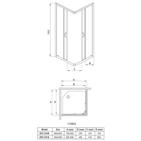 Deante FUNKIA 80 szögletes, tolóajtós zuhanykabin