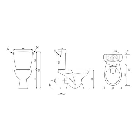 LC2154 AQUALINE Juan monoblokkos Wc, hátsó kifolyású, oldalsó vízbekötéssel, duál gombos öblítő
