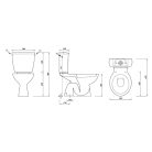 LC2258 AQUALINE MIGUEL WC kombi alsó kifolyású, öblítőtartállyal, króm dual gombos öblítéssel