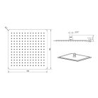 SAPHO SLIM fejzuhany, szögletes, 300x300mm, inox
