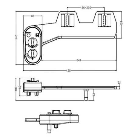 SAPHO AQUALINE EASY CLEANING Super WC-ülőkére szerelhető bidé, hideg és meleg vizes