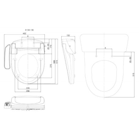 SAPHO AQUALINE BLOOMING EKO elektronikus bidé vízmelegítéssel, D-forma, soft close, 230V/50-60Hz (NB-1120D)