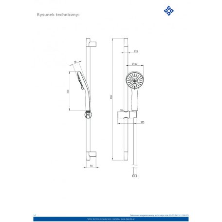 Deante FLOKS Zuhanyszett rúddal, 3 funkciós kézizuhannyal