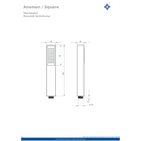 Deante Anemon SQUARE zuhanyfej